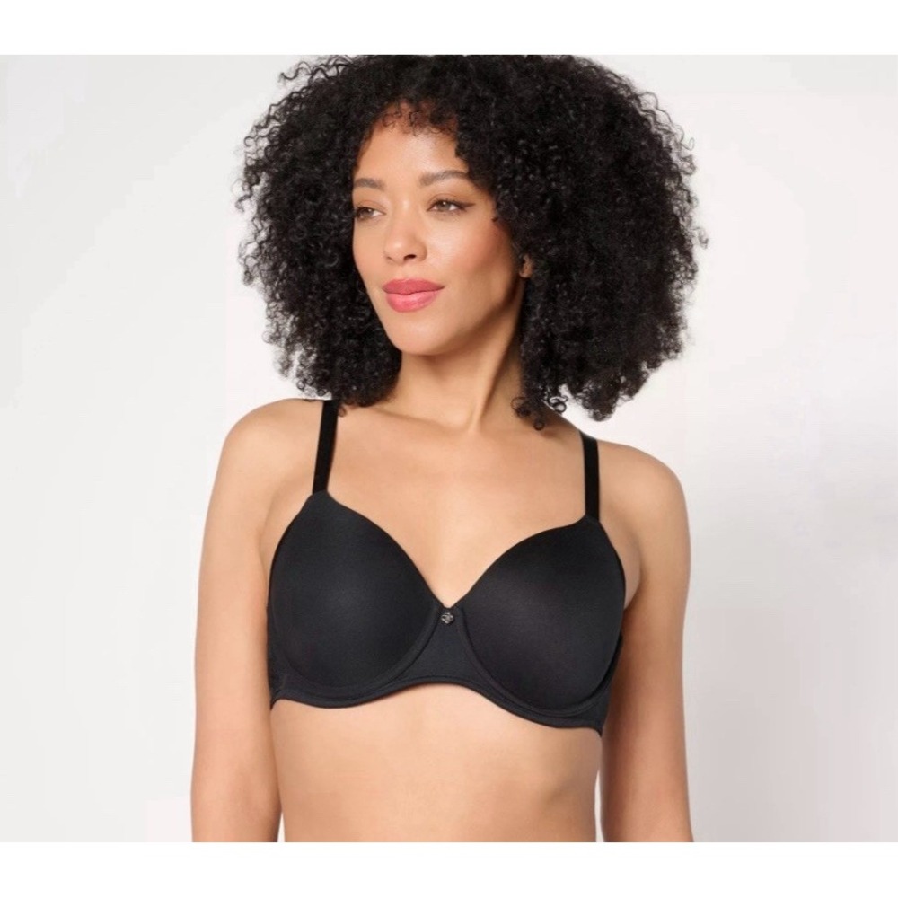 Barely Breezies Bra 42D Seamless Underwire Support Black Gently Used